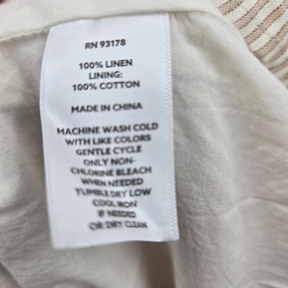 Magaschoni Creme Brown Striped Linen Cotton Pockets Maxi Dress Small - Picture 12 of 16